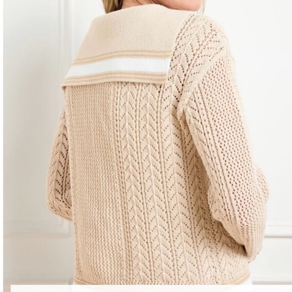 NWT Talbots Cream & White V-Neck Women's Sweater SZ M (Summer 2025) - Picture 15 of 16